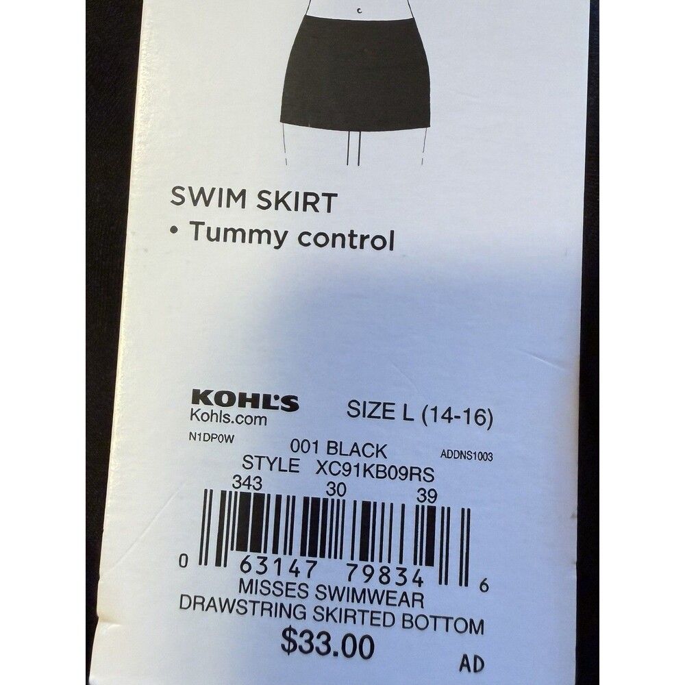 Swim Skirt Women Large Black Tummy Control Pockets NWT Swim Bottom Beach Skort👙 - Picture 10 of 12